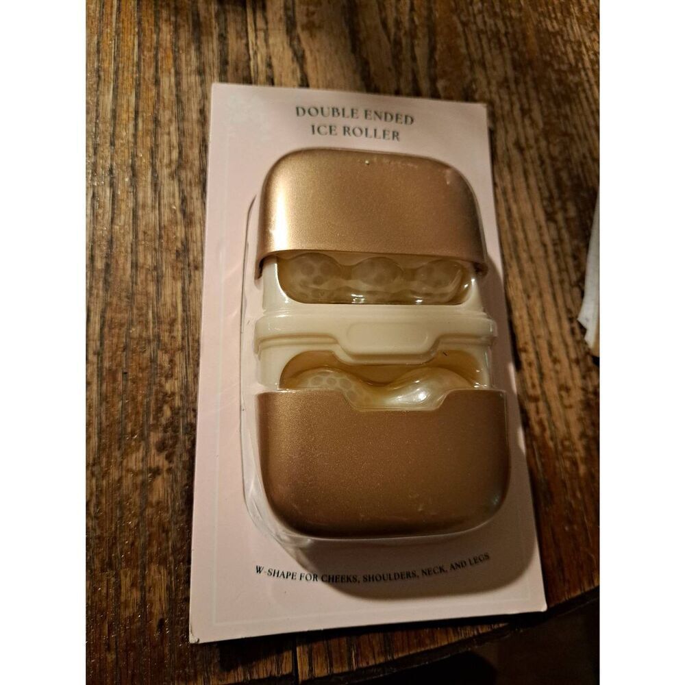 New Vivitar Double-Ended Ice Roller V & W Shape Gold Facial & Body Massager